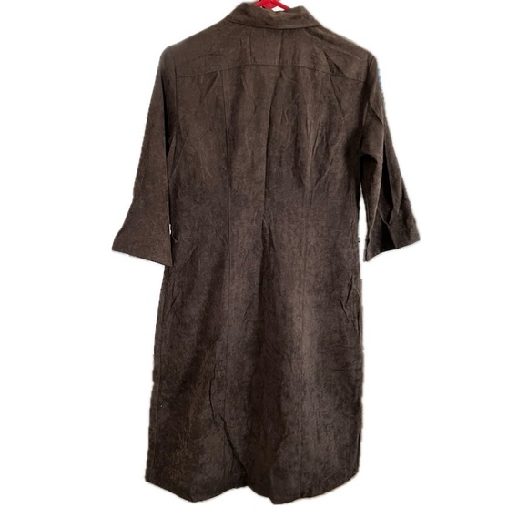 NWT H&M Impuls Women Faux Suede Shirt Dress Brown Button Front Size L - Picture 2 of 12